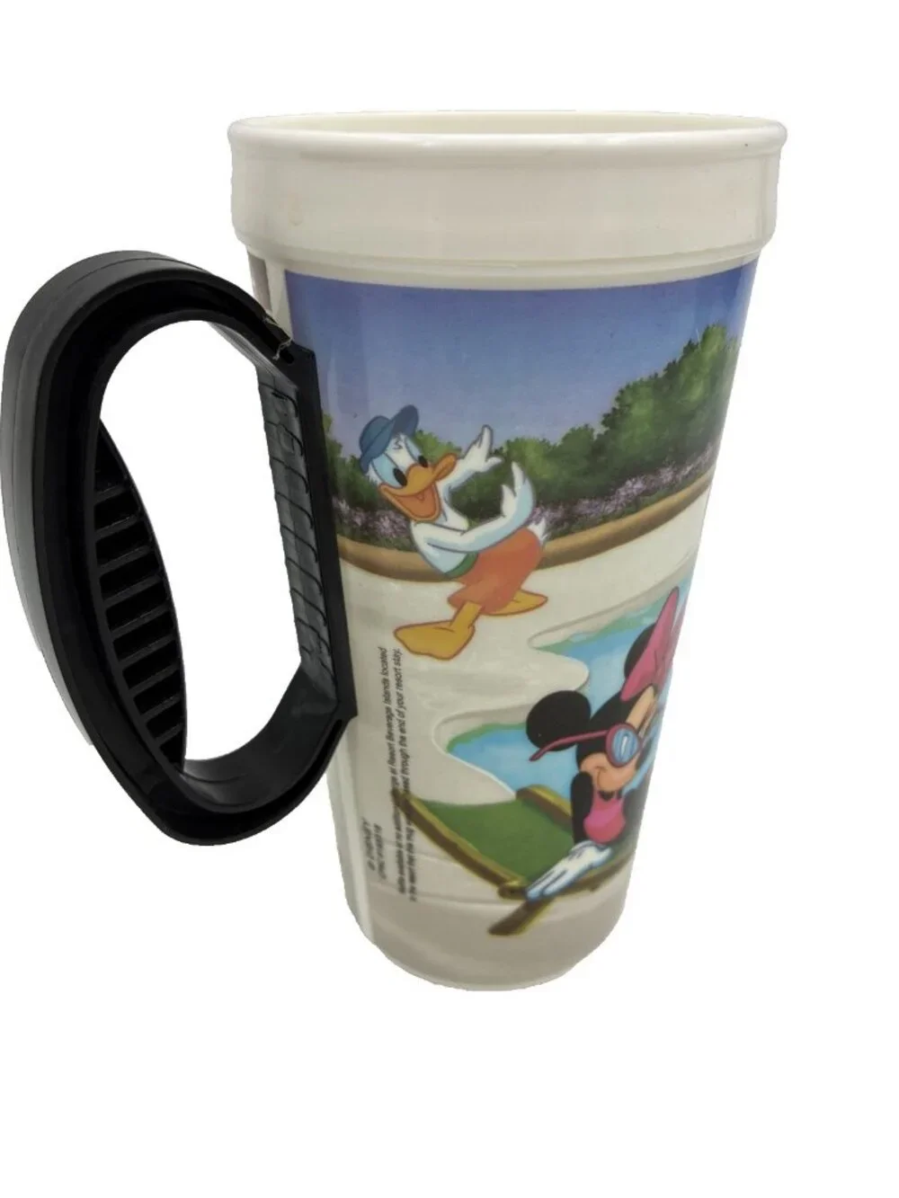 Disney Parks Mickey Minnie Donald Duck Souvenir Travel Cup Mug Black Handle